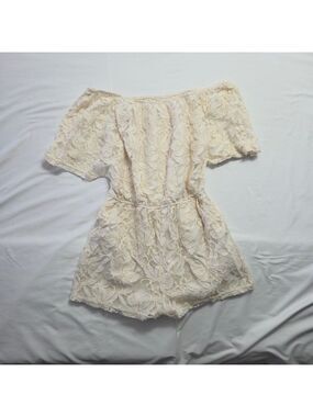 BB Dakota Nikola White Lace Off The Shoulder Romper Small Bridal Boho